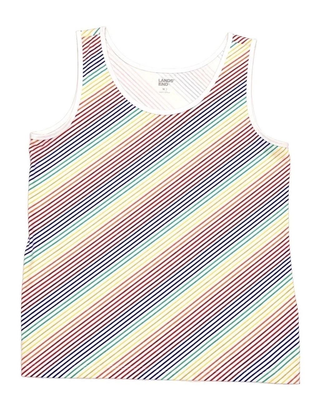 Lands’ End Women’s Rainbow Striped Tank Top Large Tall